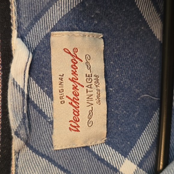 Weatherproof Vintage, blue and off-white, plaid, button down, long sleeved shirt - Picture 2 of 5